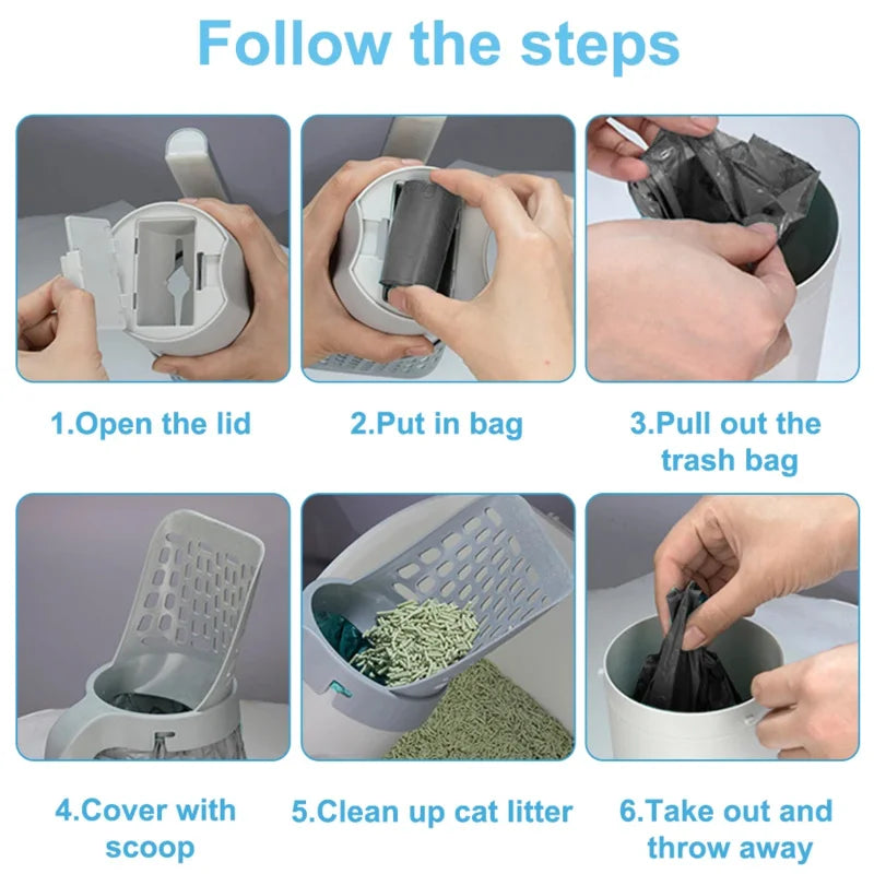 Cat Litter Scoop with Refill - Reusable Pet Cleaning Tool for Cat Waste Management