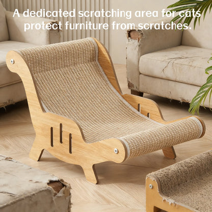 2-in-1 Natural Sisal Fiber Cat Scratcher with Hammock and Lounge Chair - Breathable, Durable All-Season Cat Bed for Claw Sharpening and Rest