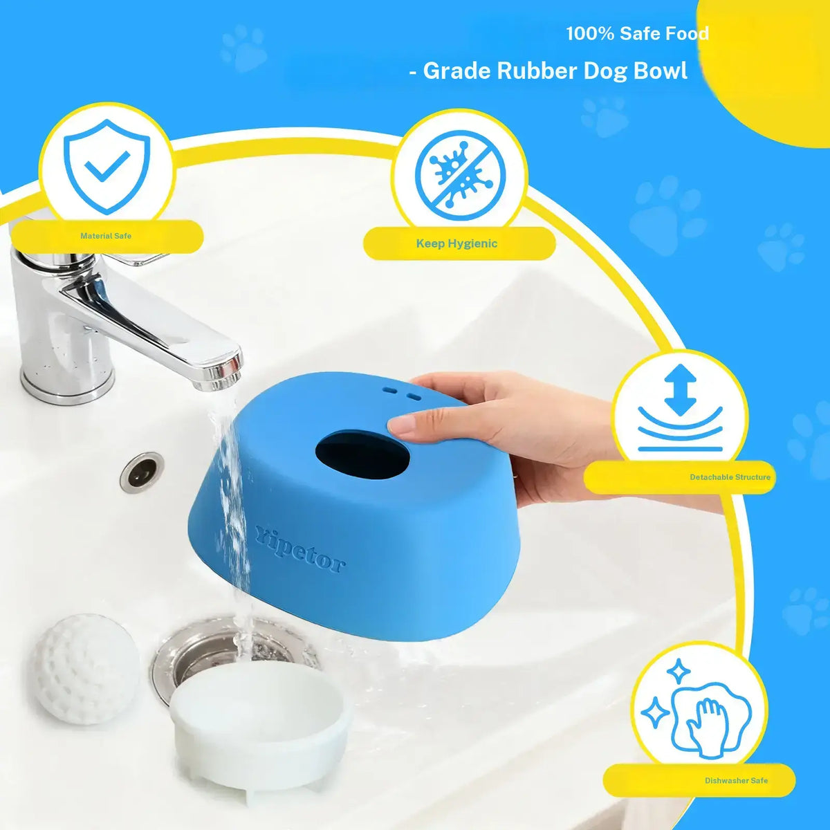 Yipetor Slow Feeder Dog Bowl with Rolling Ball for Liquid Treats - No Spill Bone Broth and Multi-Purpose Puppy Yogurt Feeder for All Breeds Dietary Supplement and Post-Operative Nutrition