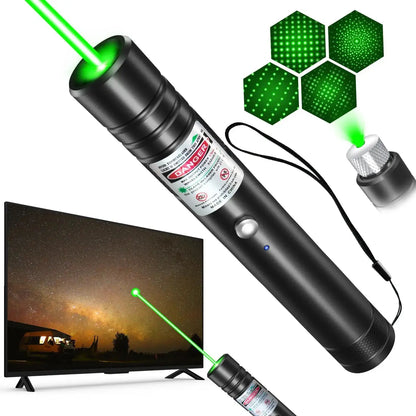 Rechargeable Green Laser Pointer and Line Light Flashlight for Presentations, Screen Displays, and Outdoor Use - Ideal for Office, Astronomy, Construction, and Pet Activities