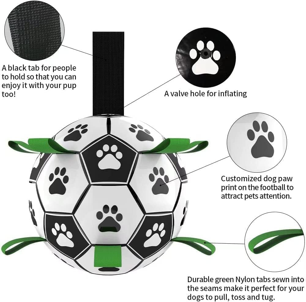 Durable Interactive Dog Soccer Ball for Tug of War - Ideal Water Toy and Birthday Gift for Small to Medium Dogs (6 Inch)