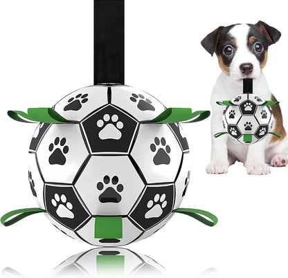 Durable Interactive Dog Soccer Ball for Tug of War - Ideal Water Toy and Birthday Gift for Small to Medium Dogs (6 Inch)