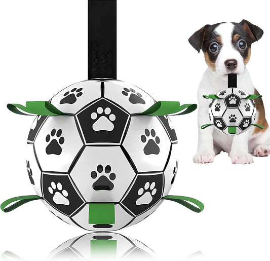 Durable Interactive Dog Soccer Ball for Tug of War - Ideal Water Toy and Birthday Gift for Small to Medium Dogs (6 Inch)