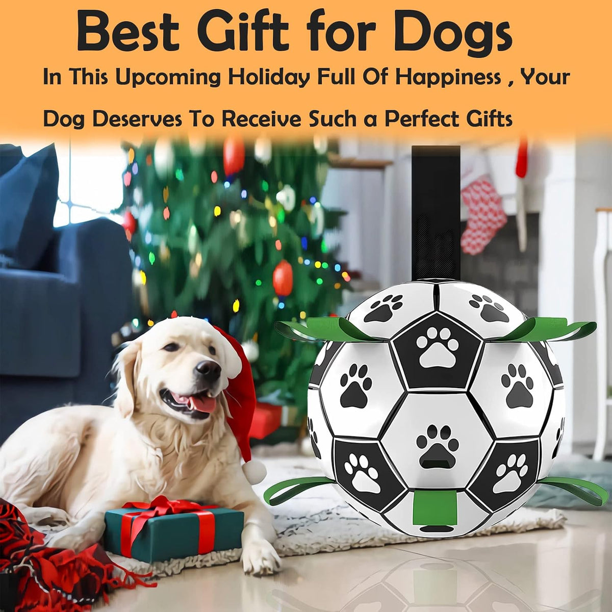 Durable Interactive Dog Soccer Ball for Tug of War - Ideal Water Toy and Birthday Gift for Small to Medium Dogs (6 Inch)