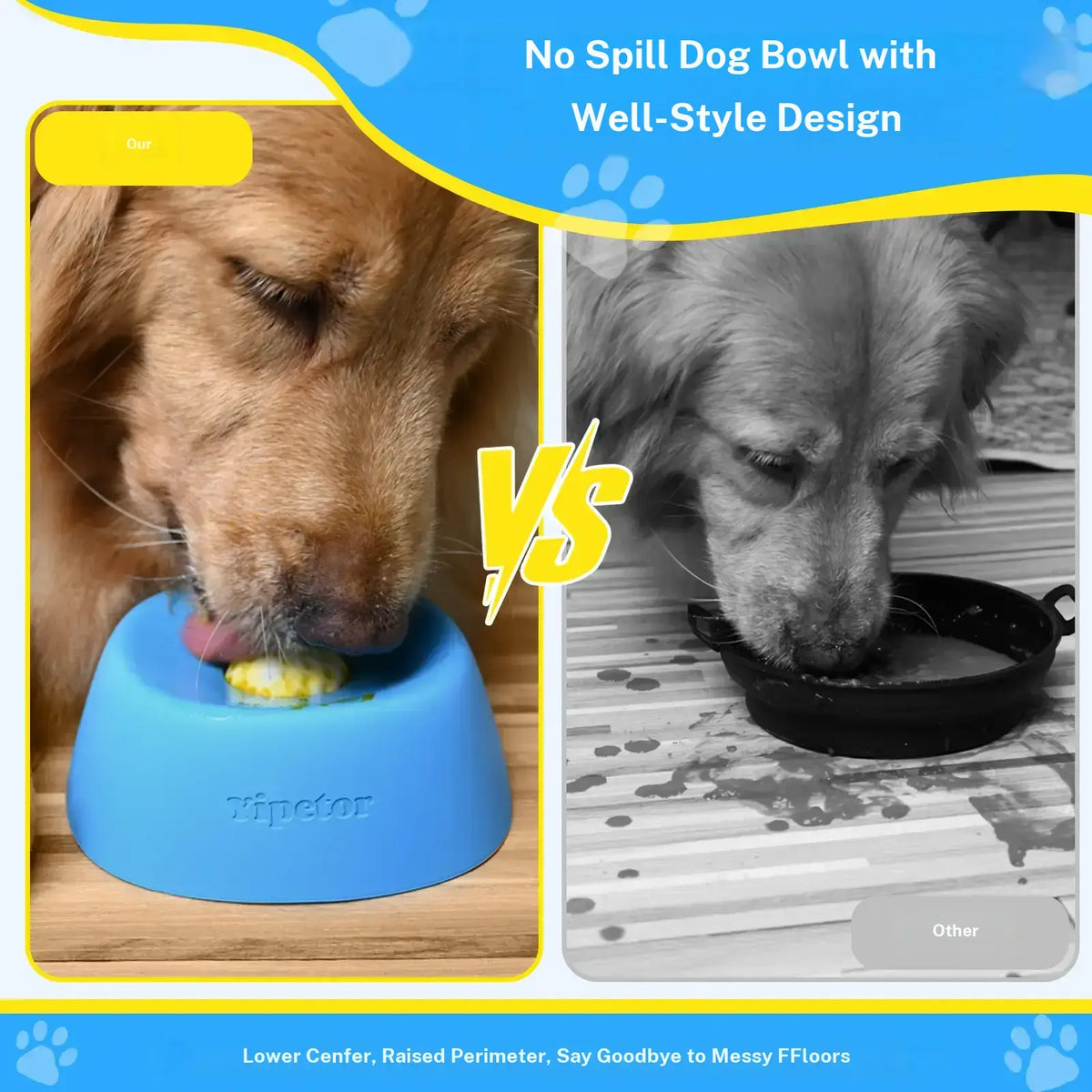 Yipetor Slow Feeder Dog Bowl with Rolling Ball for Liquid Treats - No Spill Bone Broth and Multi-Purpose Puppy Yogurt Feeder for All Breeds Dietary Supplement and Post-Operative Nutrition