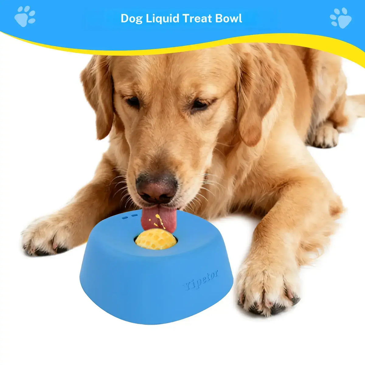 Yipetor Slow Feeder Dog Bowl with Rolling Ball for Liquid Treats - No Spill Bone Broth and Multi-Purpose Puppy Yogurt Feeder for All Breeds Dietary Supplement and Post-Operative Nutrition