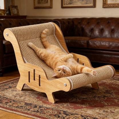 2-in-1 Natural Sisal Fiber Cat Scratcher with Hammock and Lounge Chair - Breathable, Durable All-Season Cat Bed for Claw Sharpening and Rest