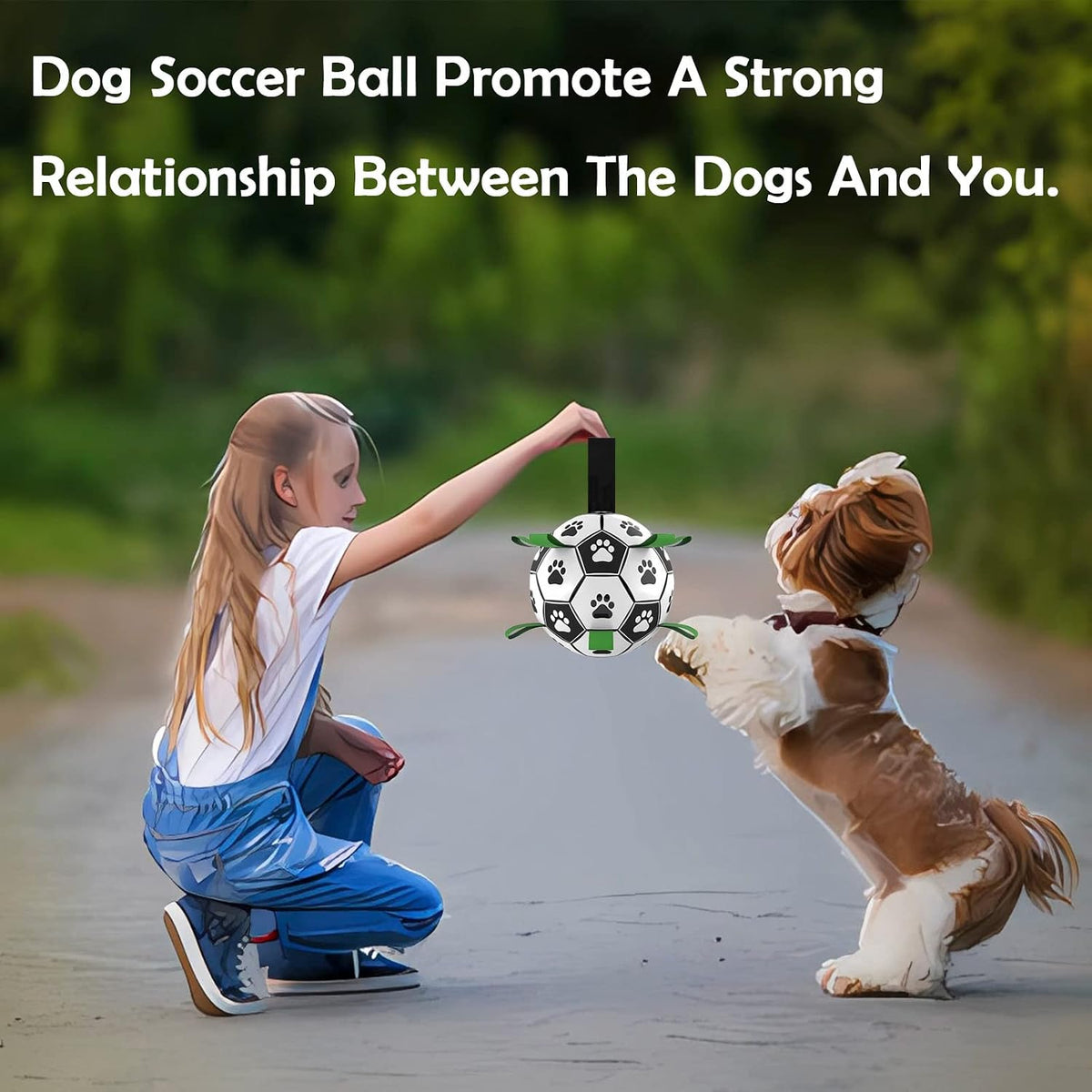 Durable Interactive Dog Soccer Ball for Tug of War - Ideal Water Toy and Birthday Gift for Small to Medium Dogs (6 Inch)