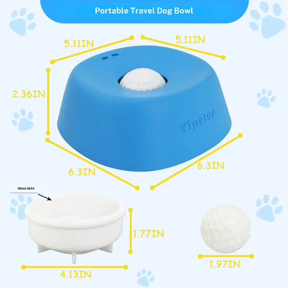 Yipetor Slow Feeder Dog Bowl with Rolling Ball for Liquid Treats - No Spill Bone Broth and Multi-Purpose Puppy Yogurt Feeder for All Breeds Dietary Supplement and Post-Operative Nutrition