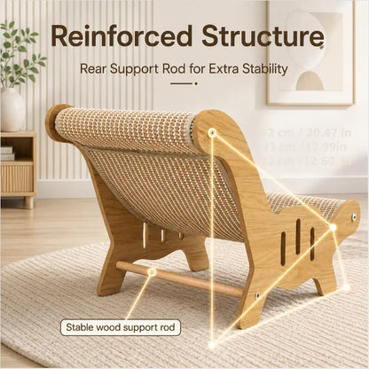 2-in-1 Natural Sisal Fiber Cat Scratcher with Hammock and Lounge Chair - Breathable, Durable All-Season Cat Bed for Claw Sharpening and Rest