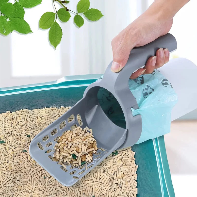 Cat Litter Scoop with Refill - Reusable Pet Cleaning Tool for Cat Waste Management