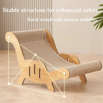 2-in-1 Natural Sisal Fiber Cat Scratcher with Hammock and Lounge Chair - Breathable, Durable All-Season Cat Bed for Claw Sharpening and Rest