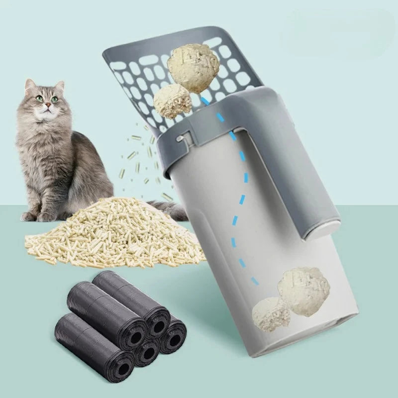 Cat Litter Scoop with Refill - Reusable Pet Cleaning Tool for Cat Waste Management