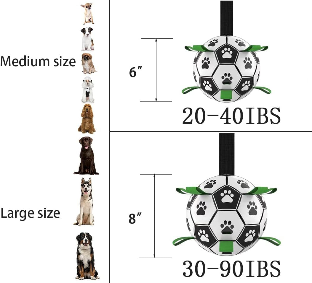 Durable Interactive Dog Soccer Ball for Tug of War - Ideal Water Toy and Birthday Gift for Small to Medium Dogs (6 Inch)