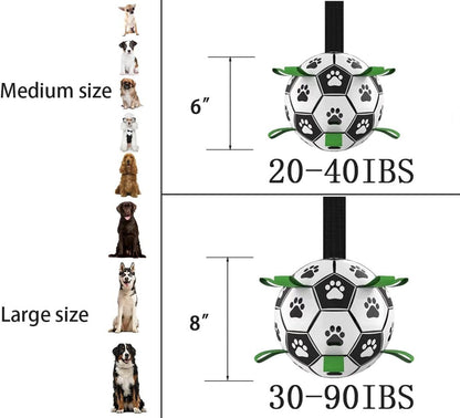 Durable Interactive Dog Soccer Ball for Tug of War - Ideal Water Toy and Birthday Gift for Small to Medium Dogs (6 Inch)