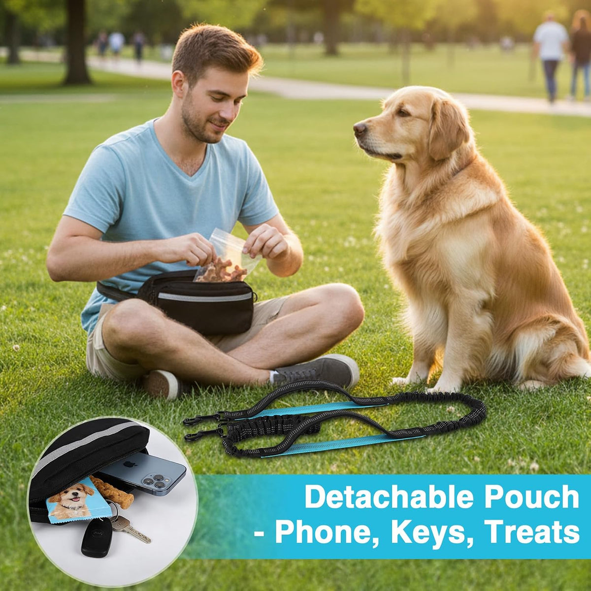 Professional Hands-Free Bungee Dog Leash for Large Breeds - Waist Leash for Comfortable Dog Walking