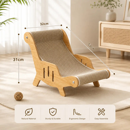 2-in-1 Natural Sisal Fiber Cat Scratcher with Hammock and Lounge Chair - Breathable, Durable All-Season Cat Bed for Claw Sharpening and Rest